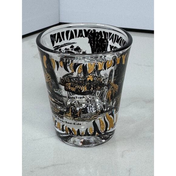 1980s "Lion Country Safari" Shot Glass Black and Gold - Picture 2 of 5